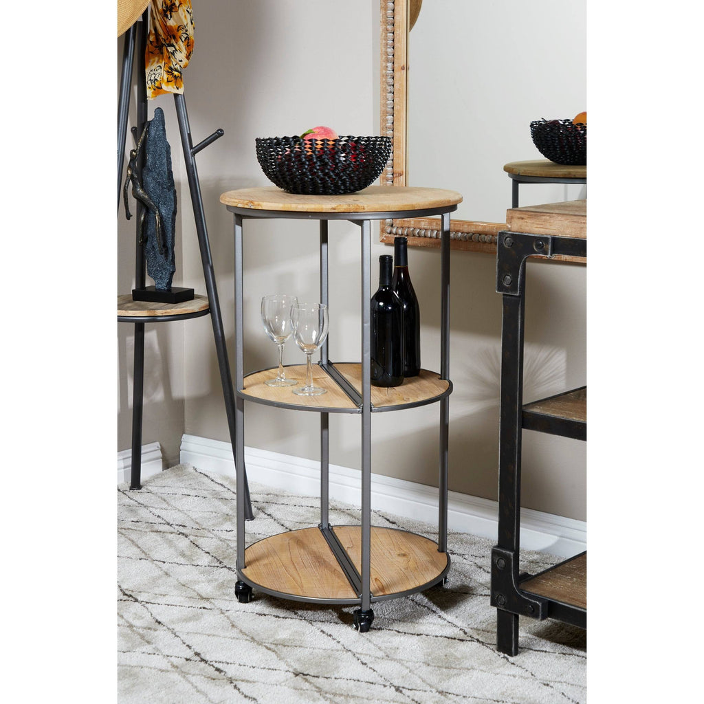 Light Brown Metal Bar Cart J623