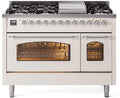 48 Dual Fuel Propane Gas Range Antique White Chrome Trim W192611