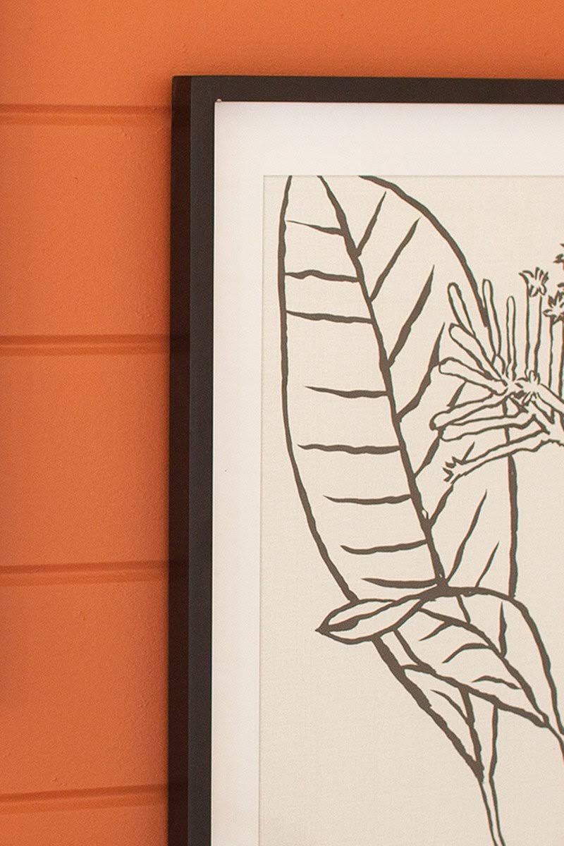 Set of Two Framed Black Leaves Prints Under Glass J704304