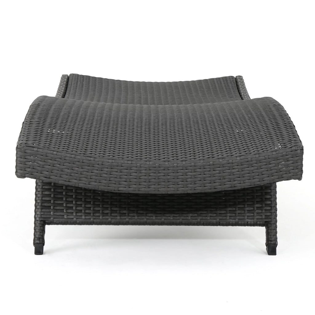 Grey Wicker Adjustable Chaise Lounge Set of 2 F390