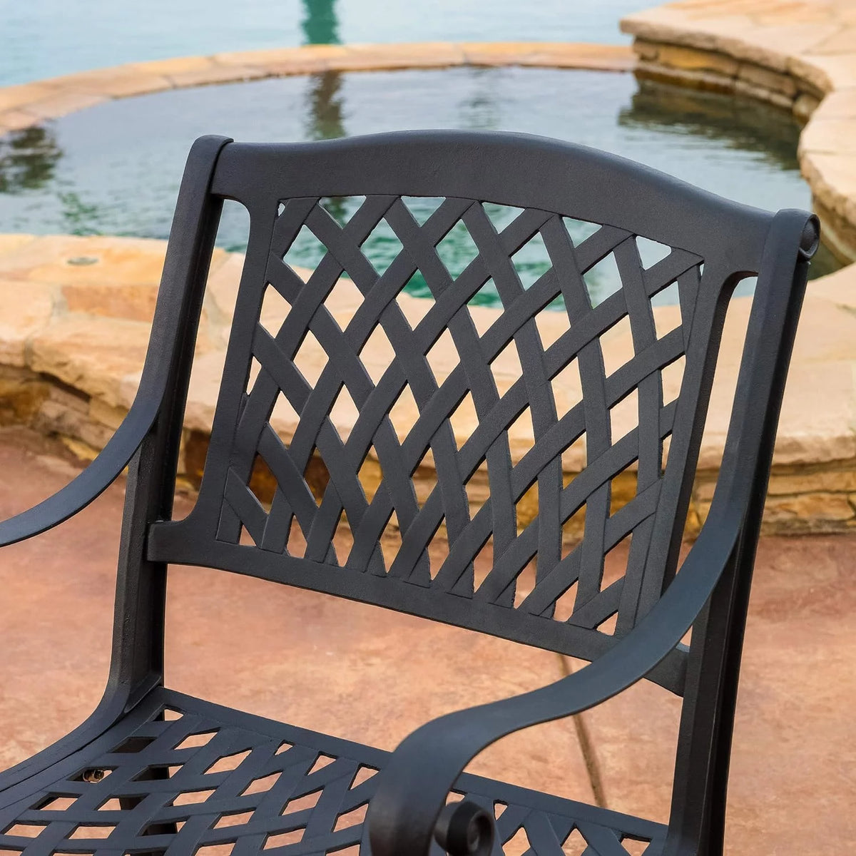 Cast Aluminum Chairs, 2-Pcs Set, Antique Matte Black Q170779