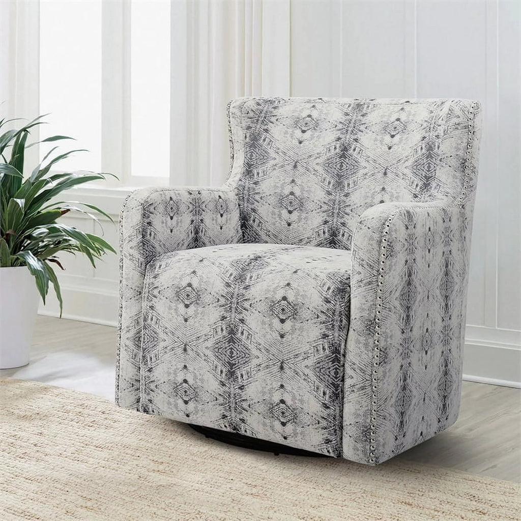 Off White Chenille Swivel Chair L43831