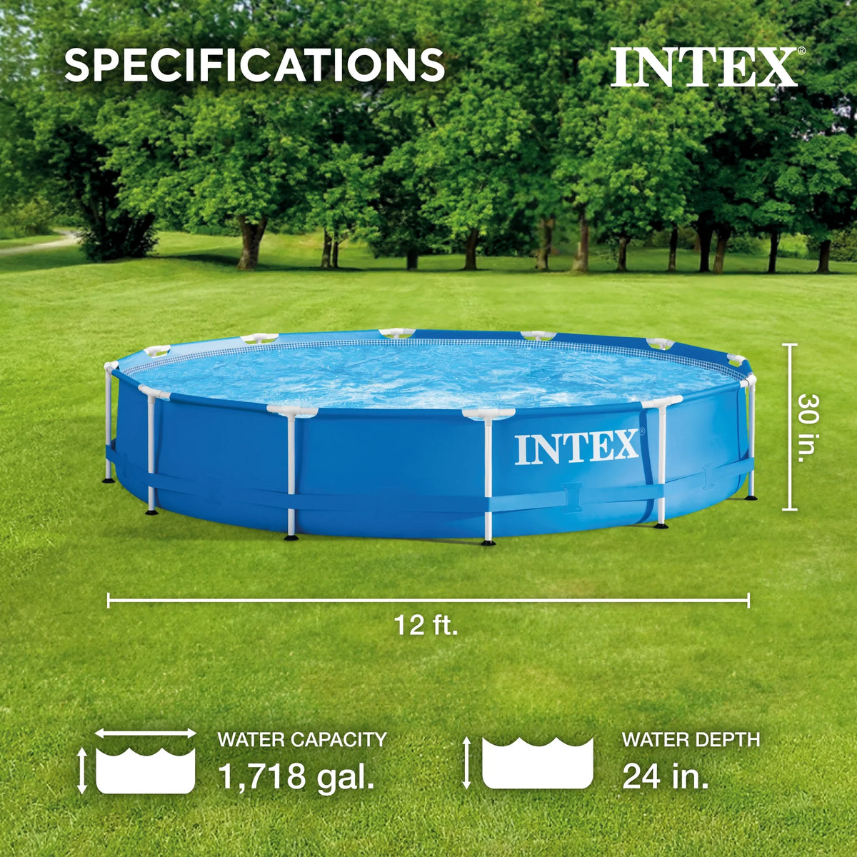12' x 30 Metal Frame Round Above Ground Swimming Pool H4995
