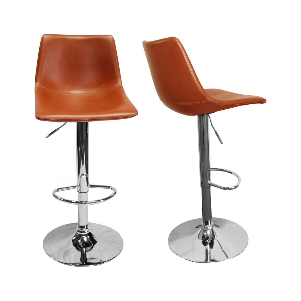 Faux Leather Adjustable Swivel Bar Stool Tan (Set of 2) P6413