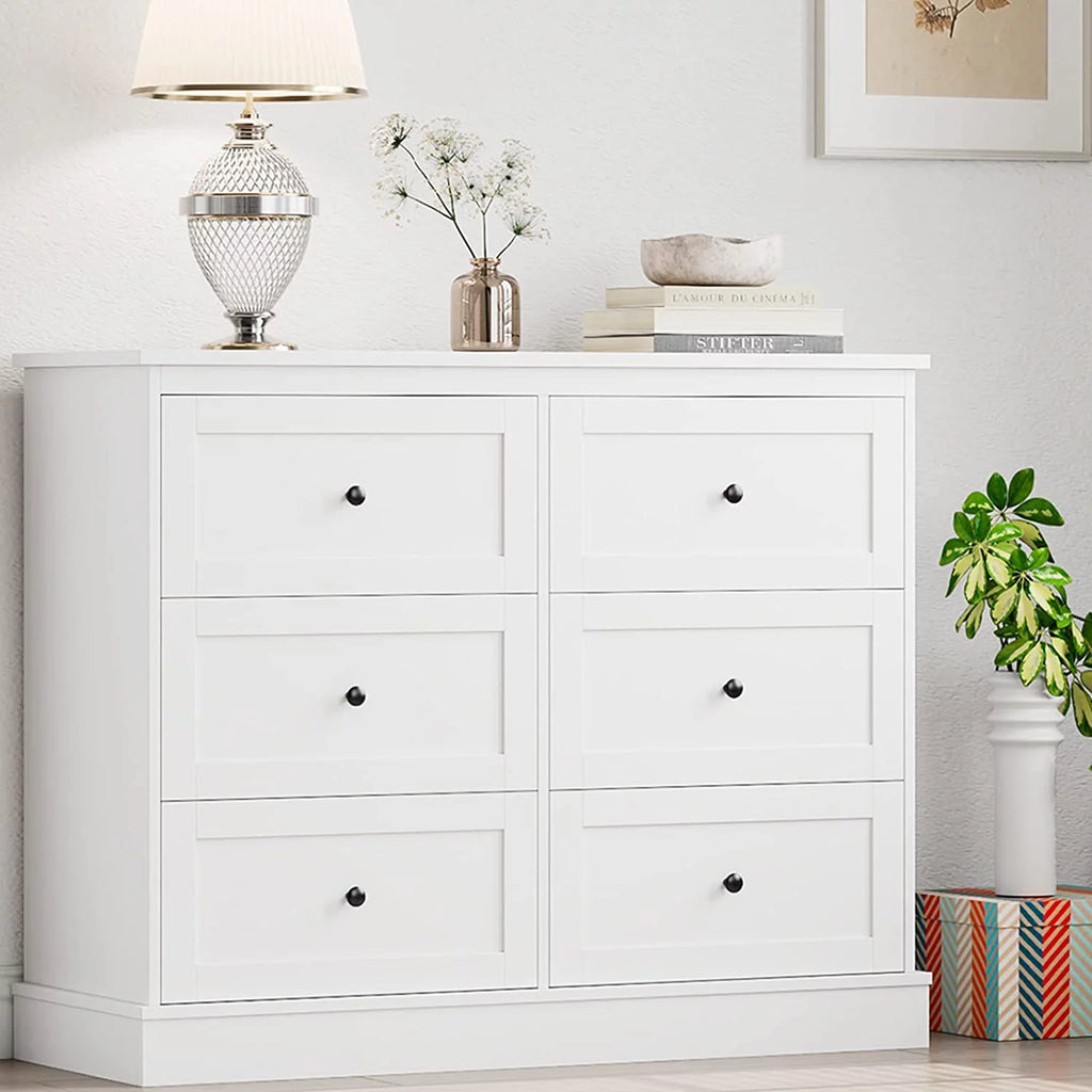 White 6 Drawer Dresser B47494
