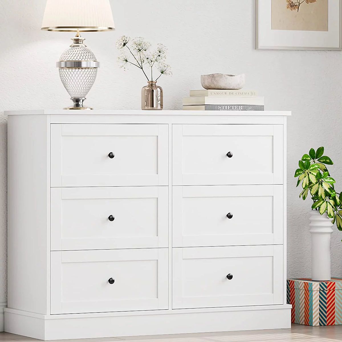 White 6 Drawer Dresser B47494