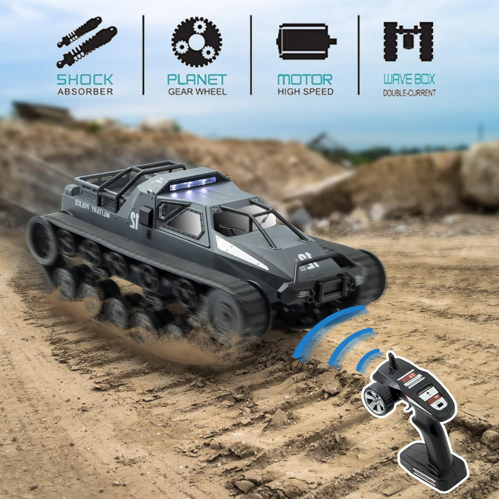 1:12 Remote Control Tank Toy 2.4Ghz All Terrain 4WD Rechargeable Battery M347