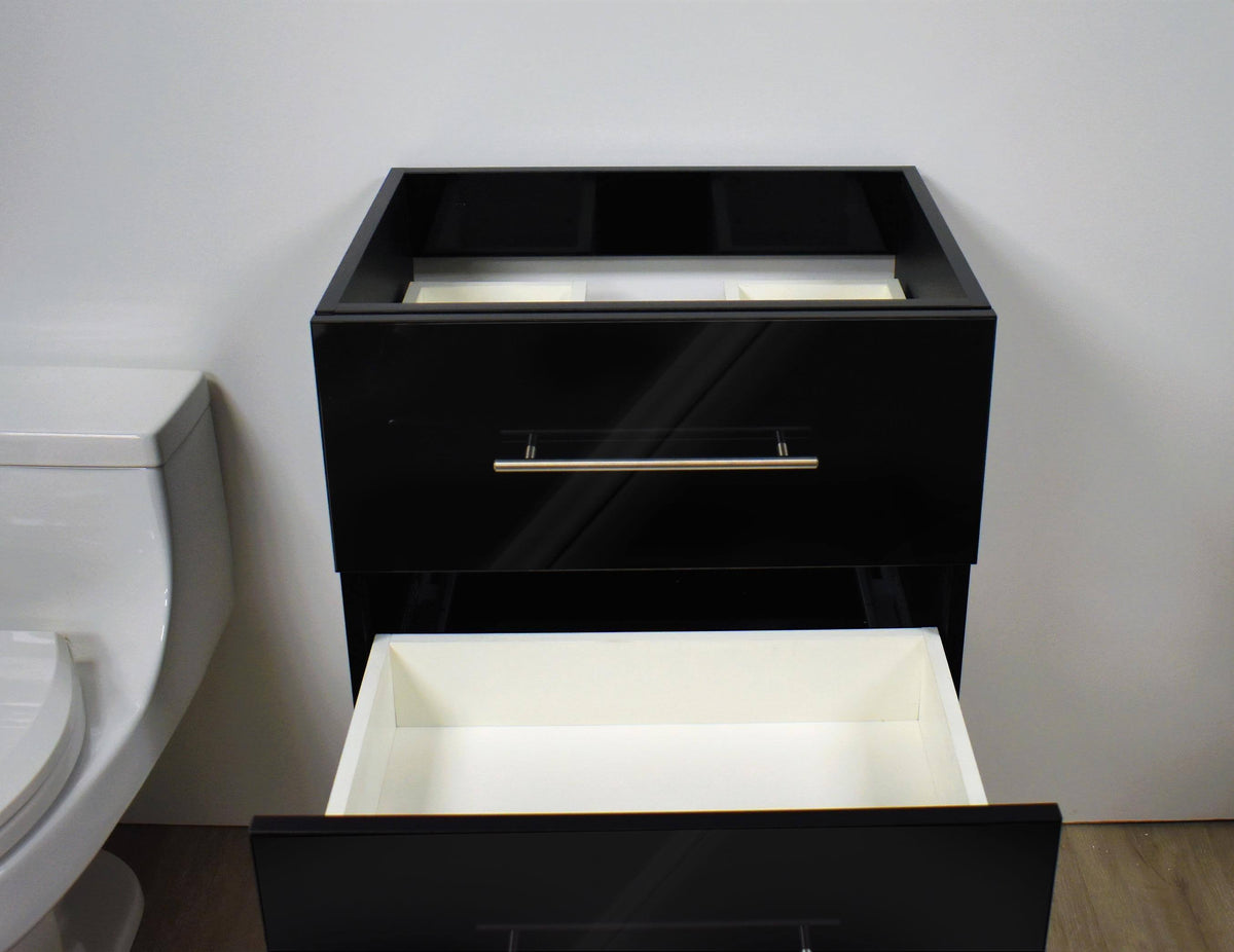 Glossy Black Wall-Mounted Floating Bathroom Vanity Cabinet J138
