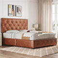 Black Queen Upholstered Platform Bed with Storage W88321