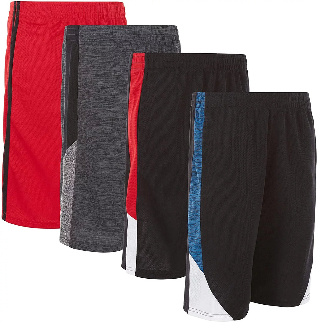 4 Pack Boys Youth Lightweight Athletic Basketball Gym Shorts G145