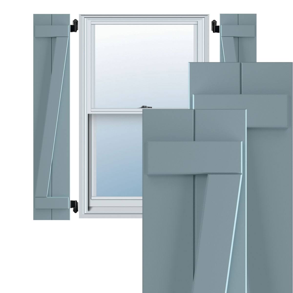 10-3/4x22 x 70x22 PVC Board and Batten Shutters, Peaceful Blue (Per Pair) I214