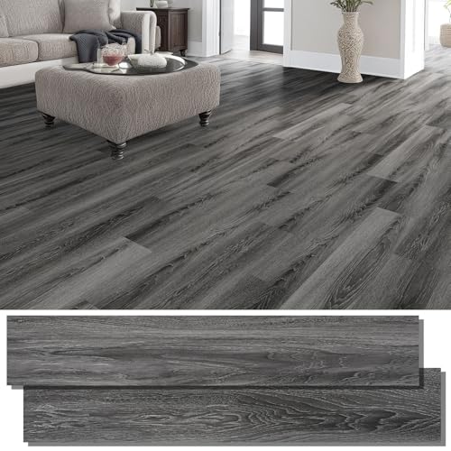 Peel and Stick Waterproof Vinyl Flooring 36-Pack Deep Gray D223