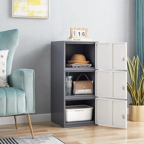Multi-Door Steel Locker 9 Door Gray and White L289798