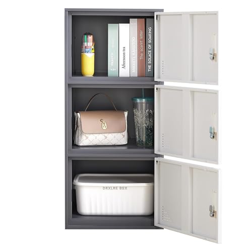 Multi-Door Steel Locker 9 Door Gray and White L289798