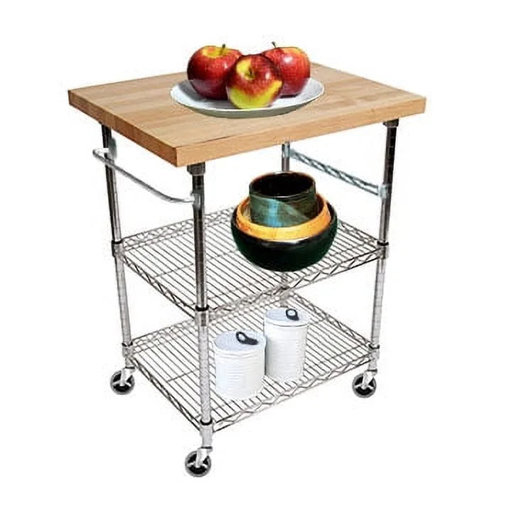 3 Tier Gourmet Cart with Maple Butcher Block Top I111960