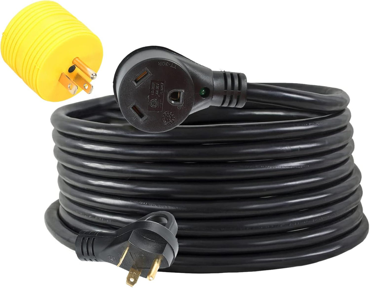 25FT 30 AMP RV Power Cord with Handles 10 Gauge Weatherproof Electrical Cable Twist Lock Connector Pack of 2 Y892