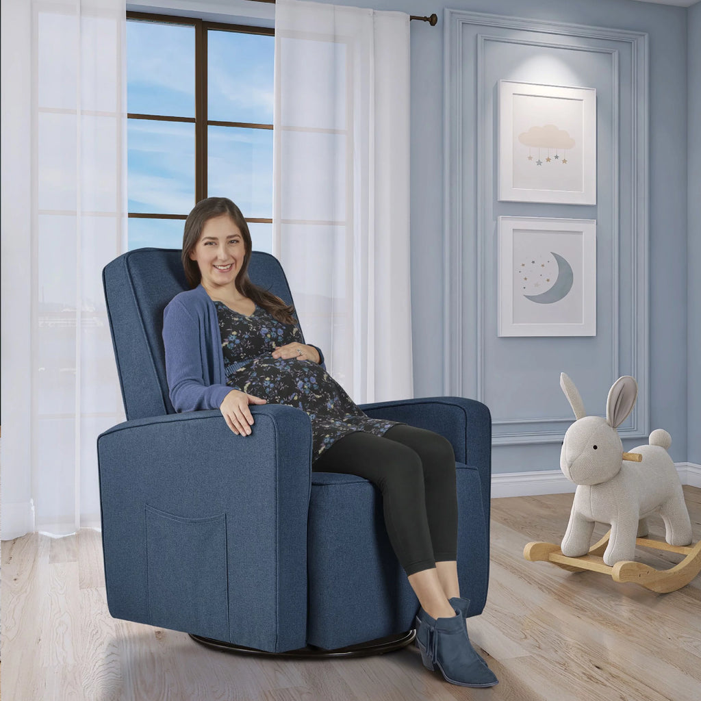 Upholstered Swivel Glider with Lumbar Pillow B403047