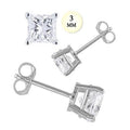 14K White Gold Stud Earring with Princess Cut Simulated Diamond T88635