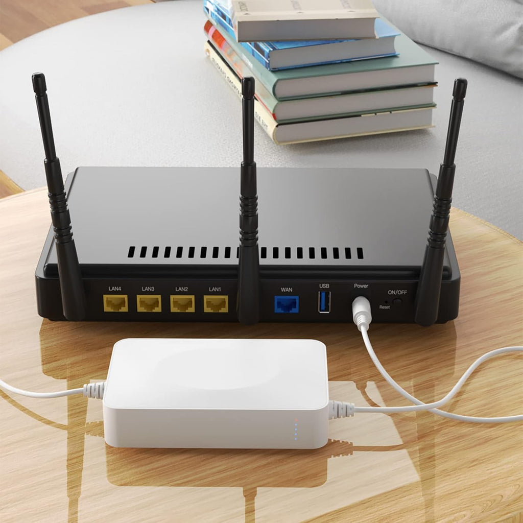 Rechargeable UPS Battery Backup 15000mAh, DC 12V Router UPS, Surge Protector with 2 A Charger Pack of 2 G2636