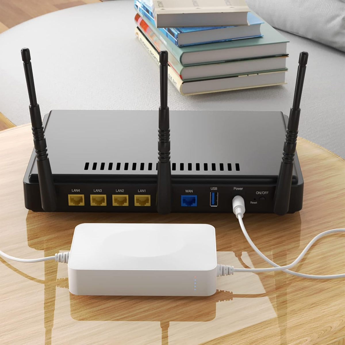Rechargeable UPS Battery Backup 15000mAh, DC 12V Router UPS, Surge Protector with 2 A Charger Pack of 2 G2636