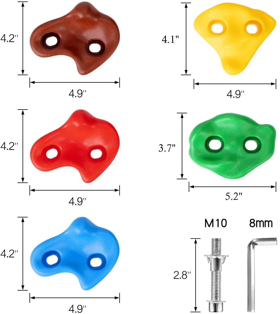 30 Rock Wall Climbing Holds with 2 inch Mounting Hardware P43584