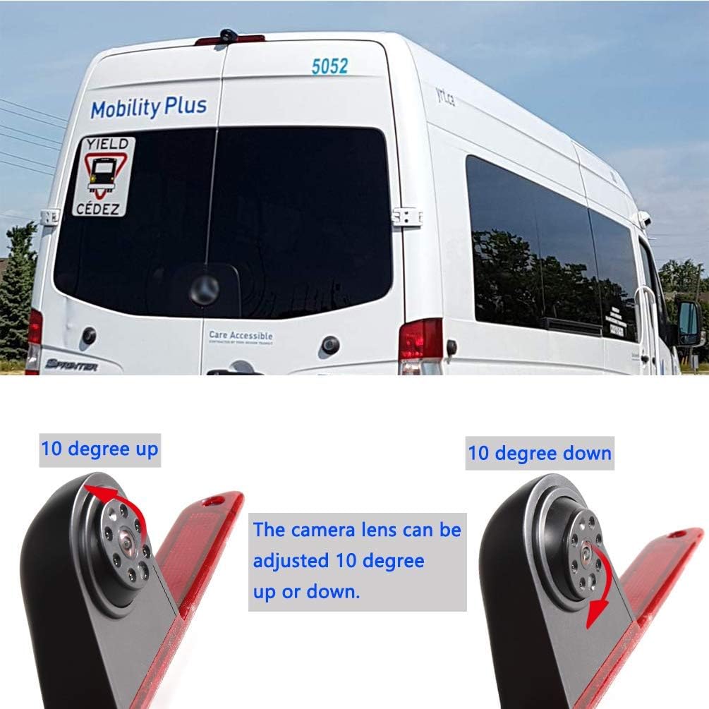 3rd Brake Light Backup Rear View Reverse Camera for Sprinter Vans 2007-2019, 150° Roof Top Mounting Parking Camera, 8 IR Night Vision Lights, Pack of 2 Y1142