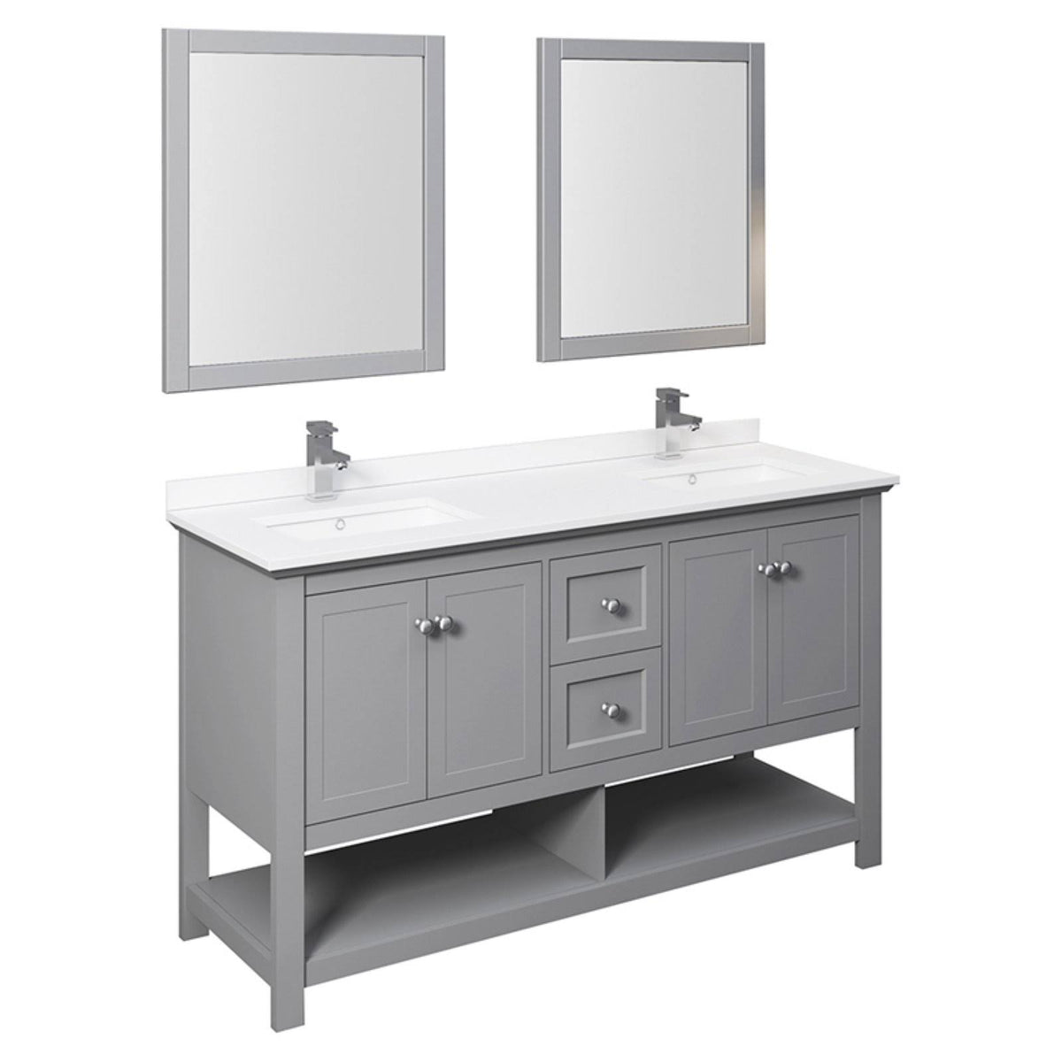 Gray Double Sink Bathroom Cabinet D524