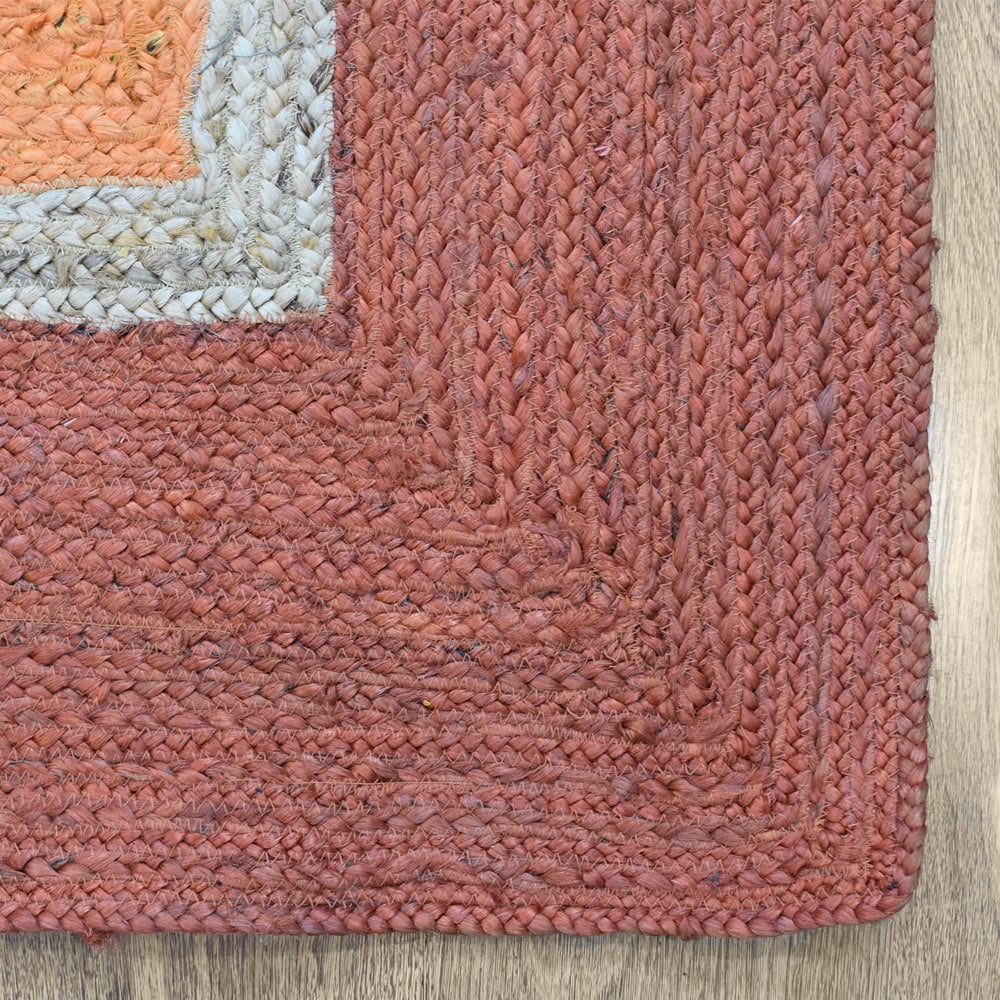 Hand Woven Jute Area Rug Orange 5'x8' Z381705