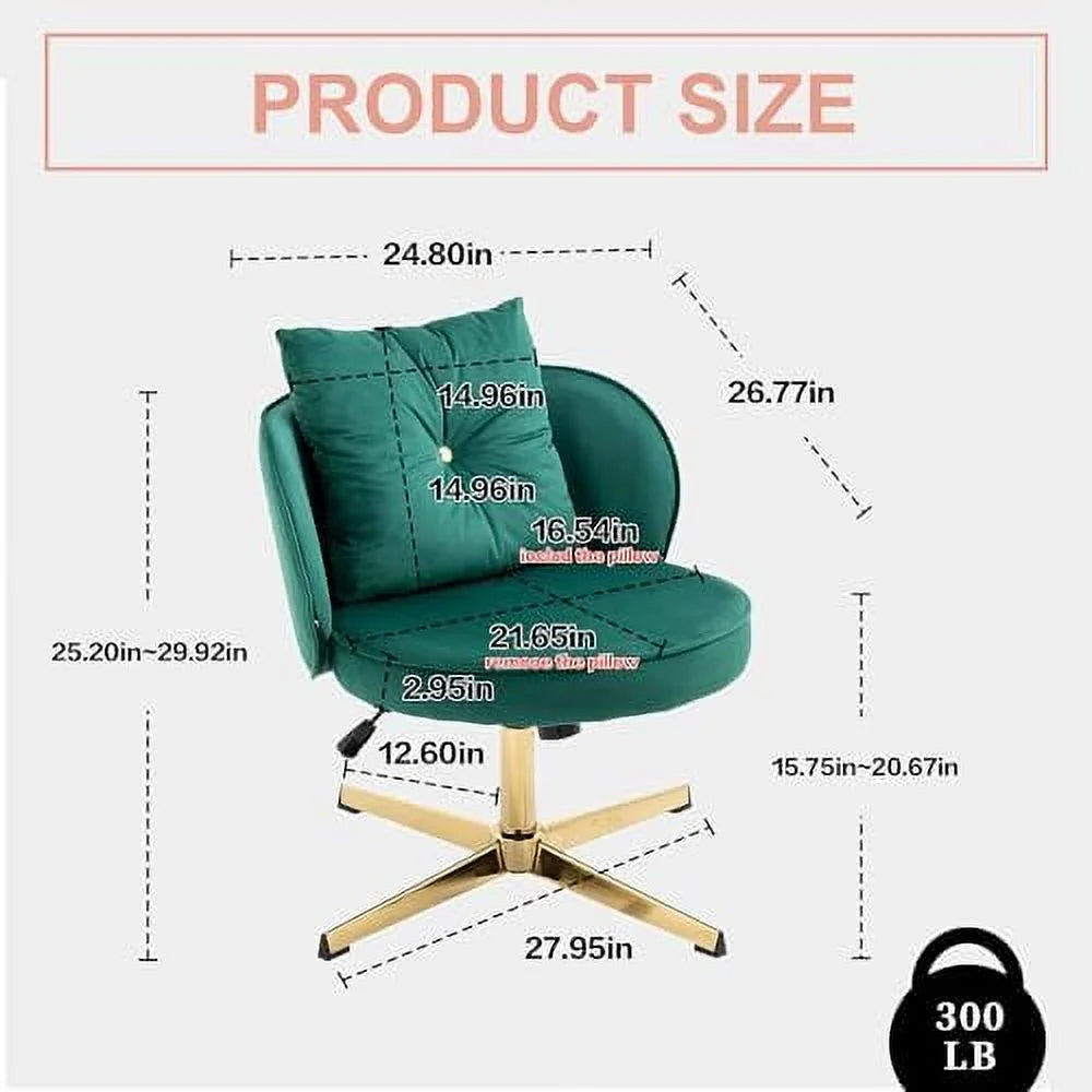Swivel Office Desk Chair no Wheels Adjustable Computer Chair Beige R34608