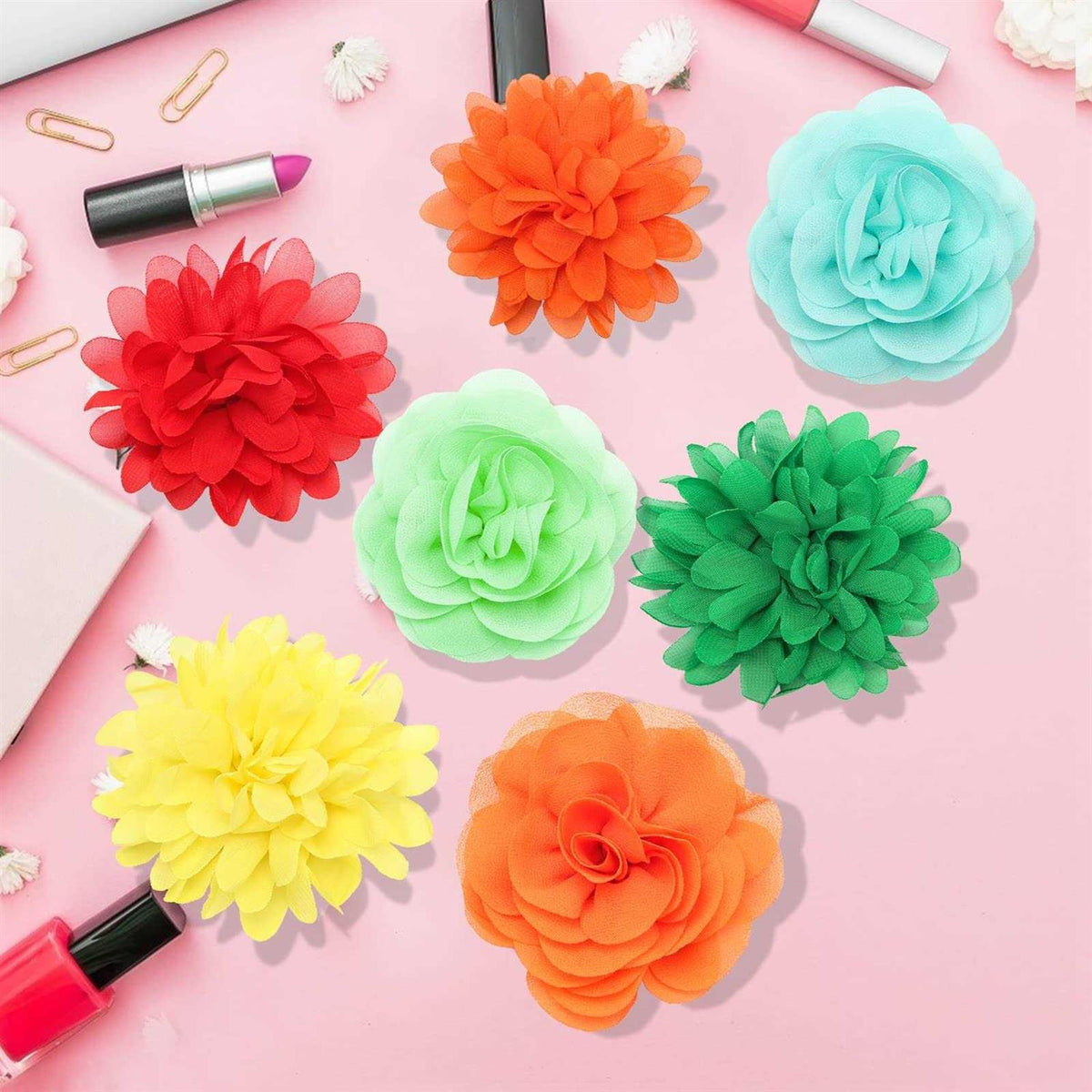 20 Pcs Multi-Color Soft Chiffon Dog Collar Flower Accessory X357144