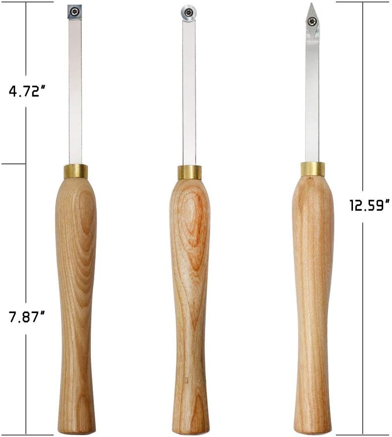 Carbide Woodturning Tool Mini Size 3 Piece Set with Comfort Grip Handles Z5722
