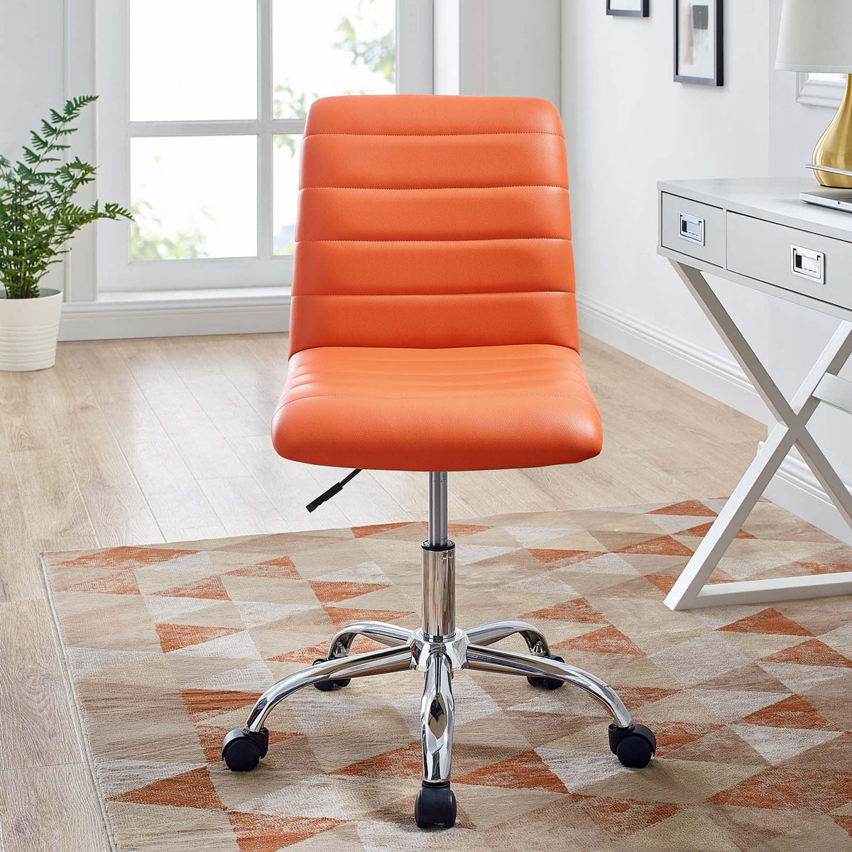 Orange Armless Mid Back Office Chair Z21014