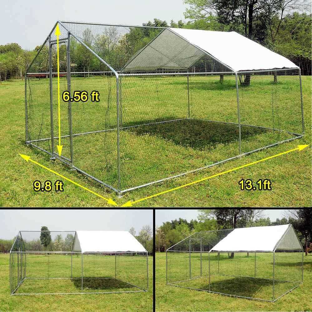 Large Walk-in Metal Chicken Coop with Waterproof Cover X369