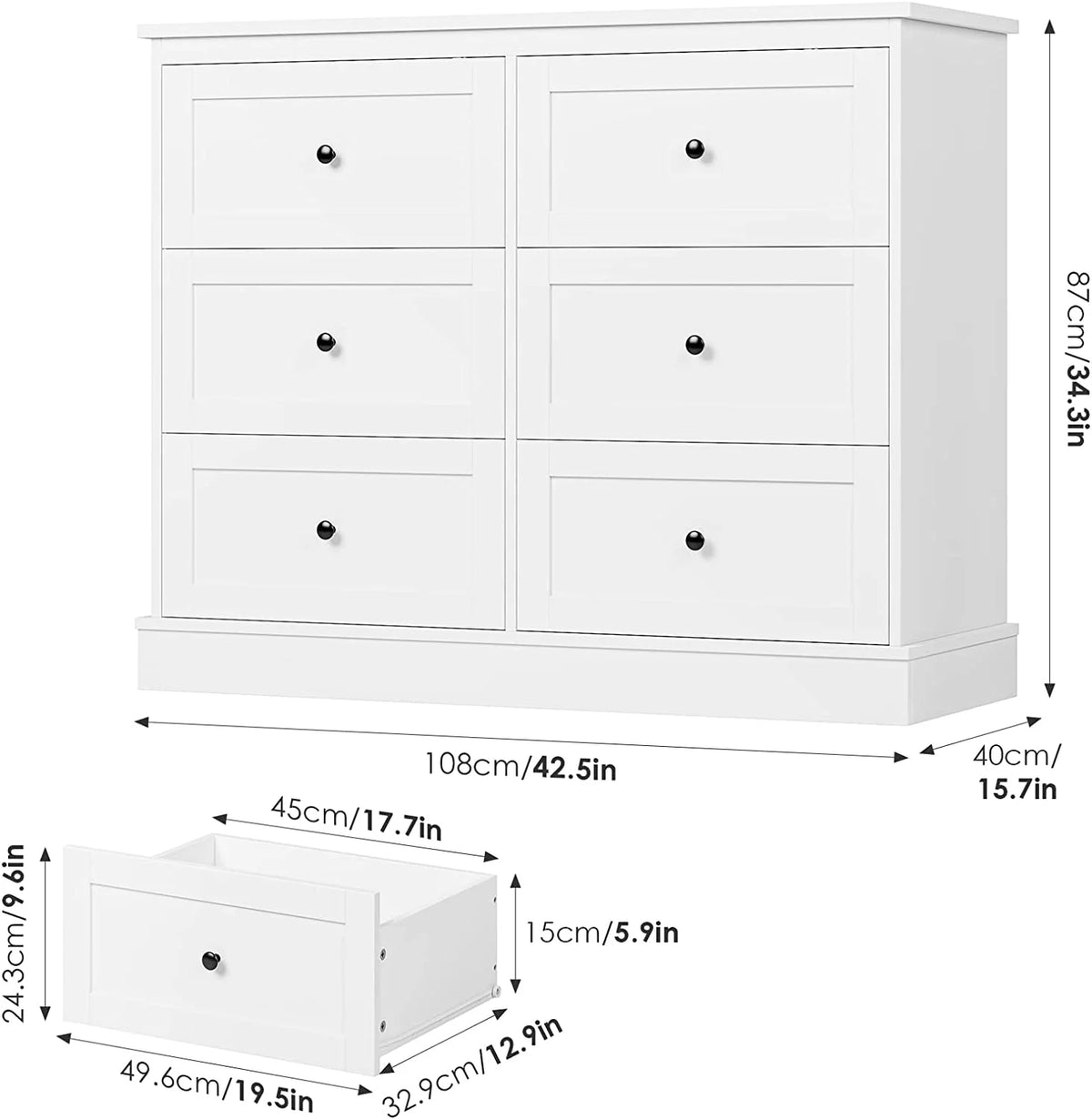 White 6 Drawer Dresser B47494