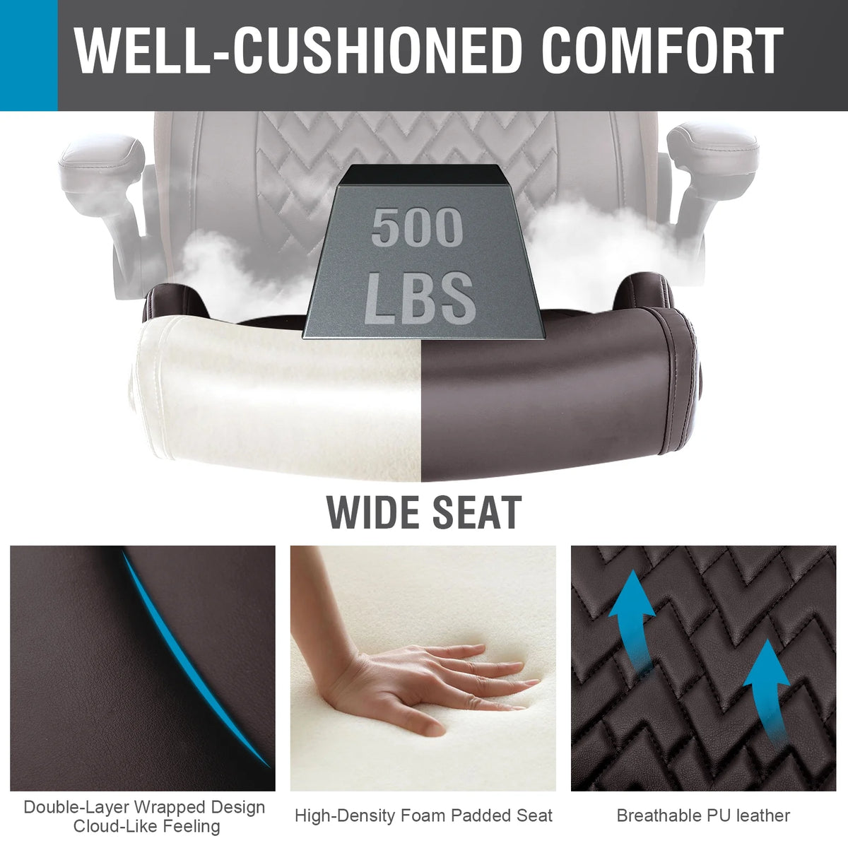 Ergonomic Big and Tall Office Chair Brown U51877