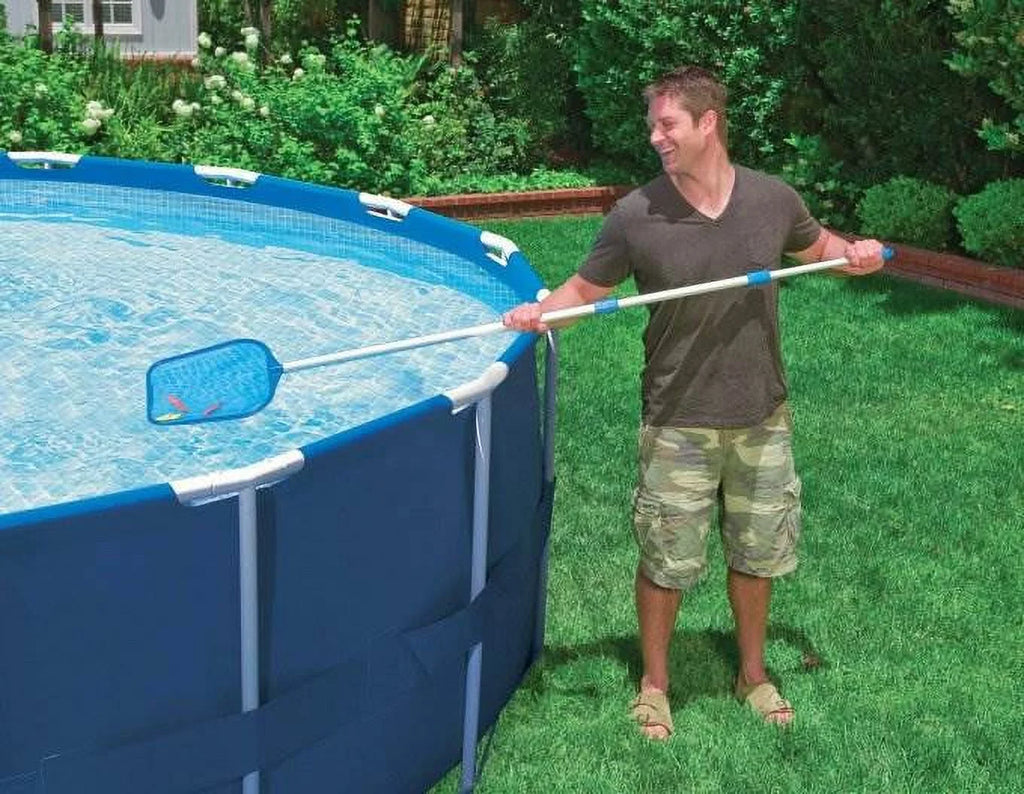 Round Swimming Pool Kit with Vacuum Skimmer, Pole, and Cover Tarp J23343