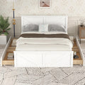 White Queen Size Platform Bed with 4 Drawers A428