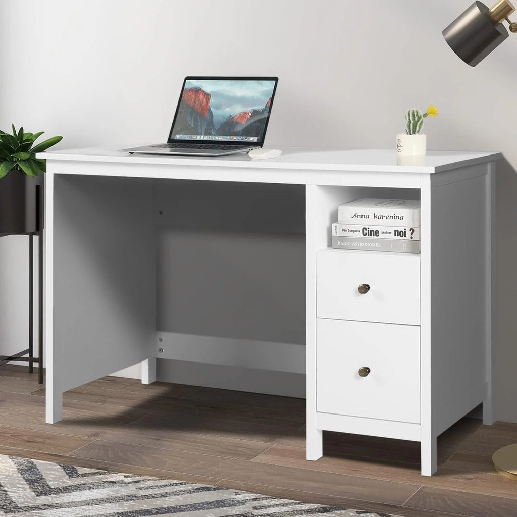 White Writing Desk with Drawers A17854