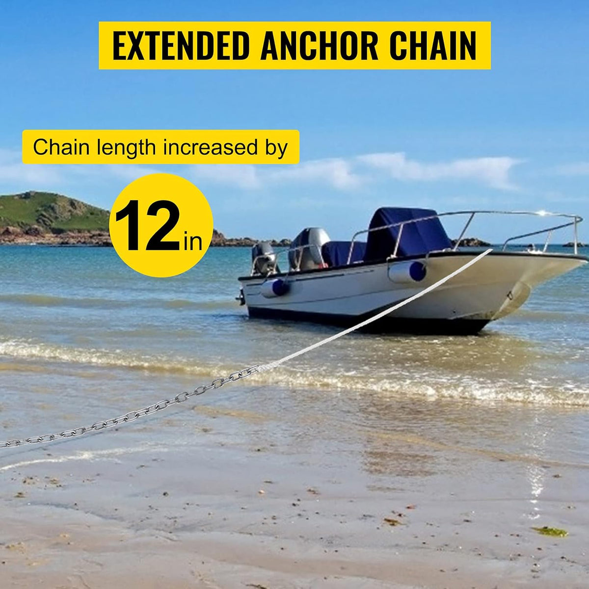 15' x 5/16" Boat Anchor Chain, 1/2" x 200' Nylon Rope, Galvanized Steel Chain O639