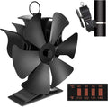 6 Blades Heat Powered Stove Fan with Thermometer Strip, Pack of 2 X8699