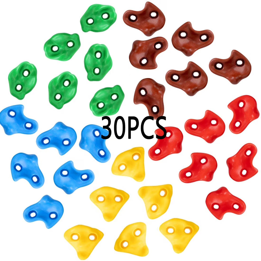 30 Rock Wall Climbing Holds with 2 inch Mounting Hardware P43584