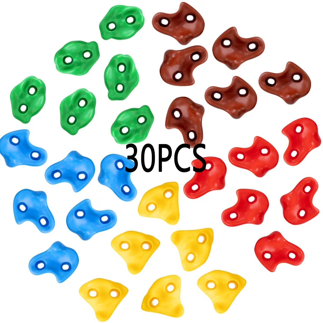 30 Rock Wall Climbing Holds with 2 inch Mounting Hardware P43584