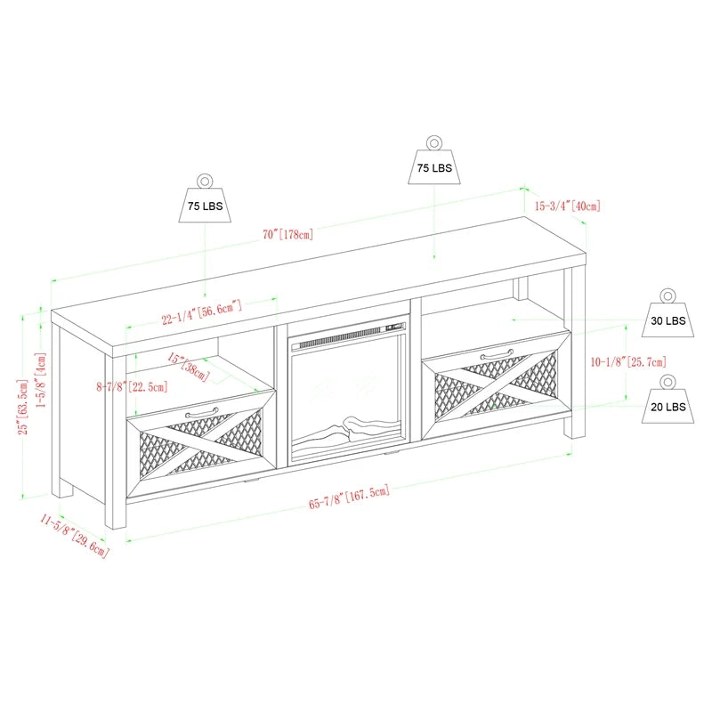 70" Stone Gray Fireplace TV Stand Q529097