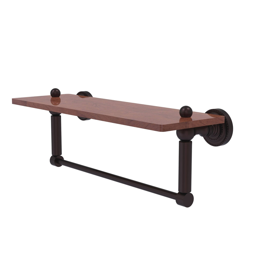 Solid IPE Ironwood Shelf with Integrated Towel Bar Satin Brass D61736