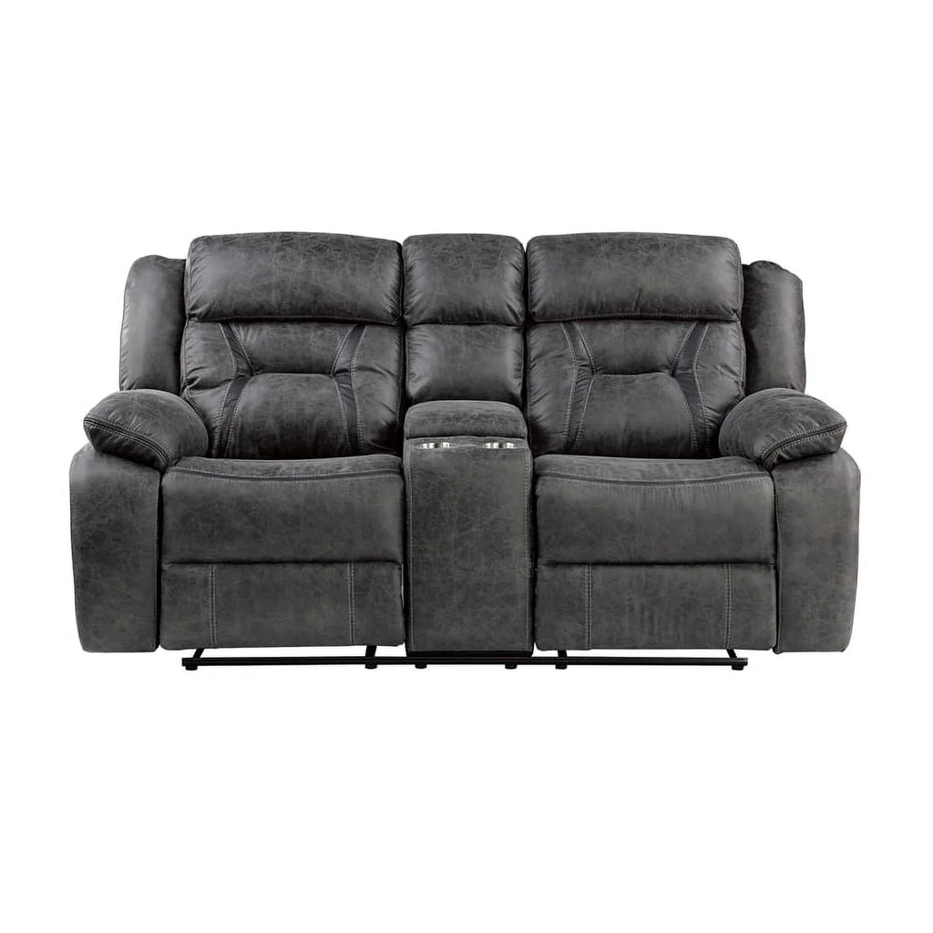 Gray Microfiber 2-Piece Reclining Sofa Set E1551