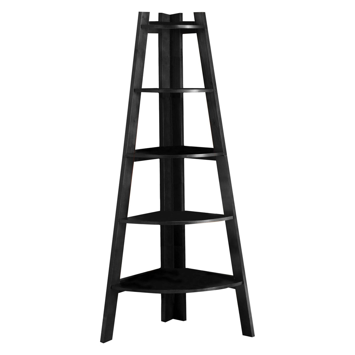 Black 5 Shelf Corner Bookcase L747