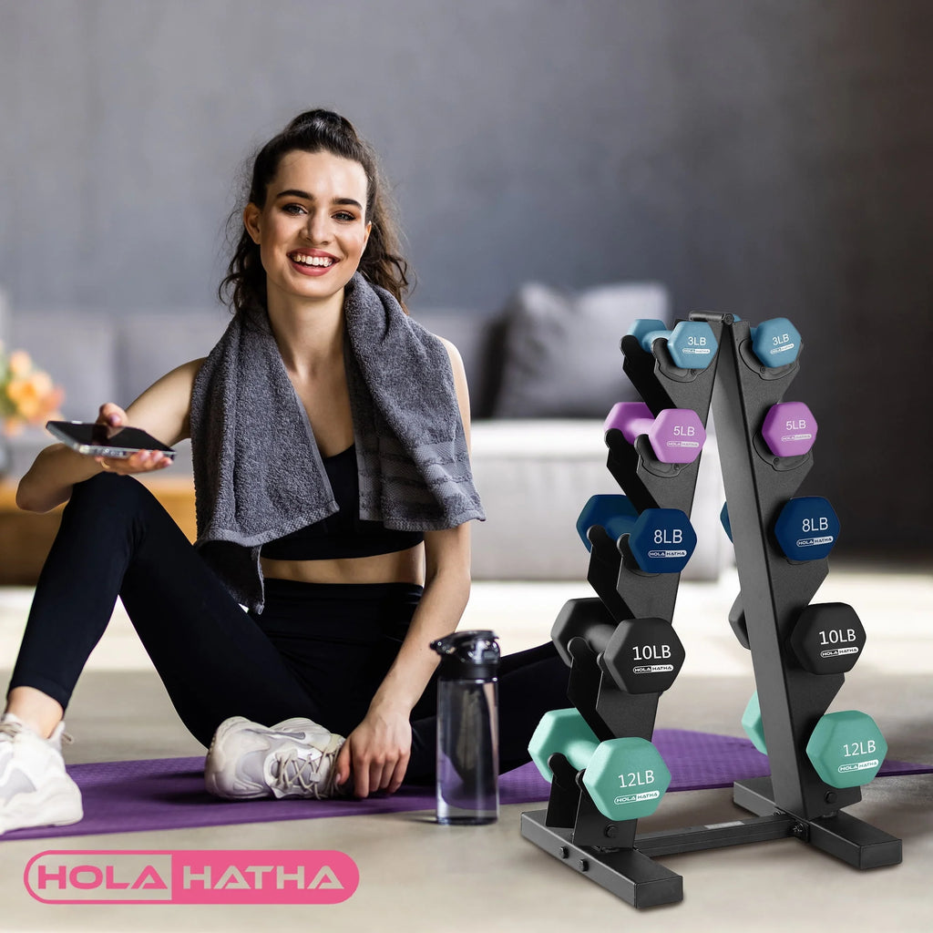Neoprene Dumbbell Weight Set with Rack T5396