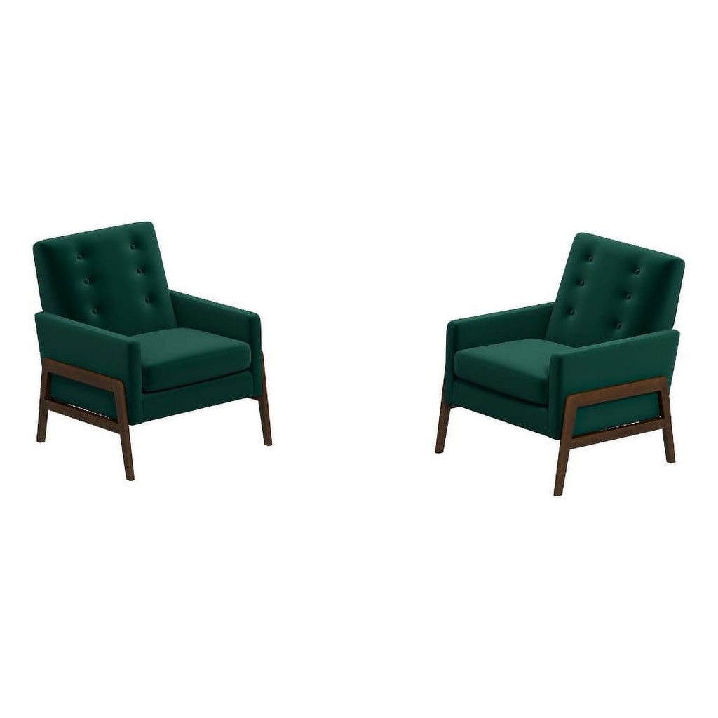 Green Velvet Tufted Accent Armchair Set of 2 W2965