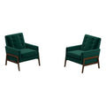 Green Velvet Tufted Accent Armchair Set of 2 W2965
