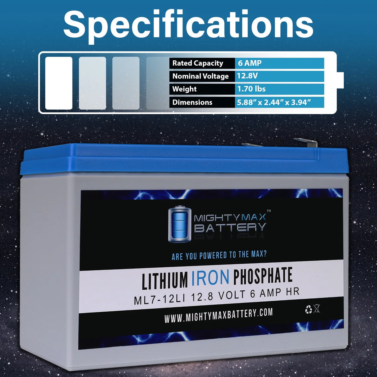 12V 7AH Lithium Replacement Battery Z194828